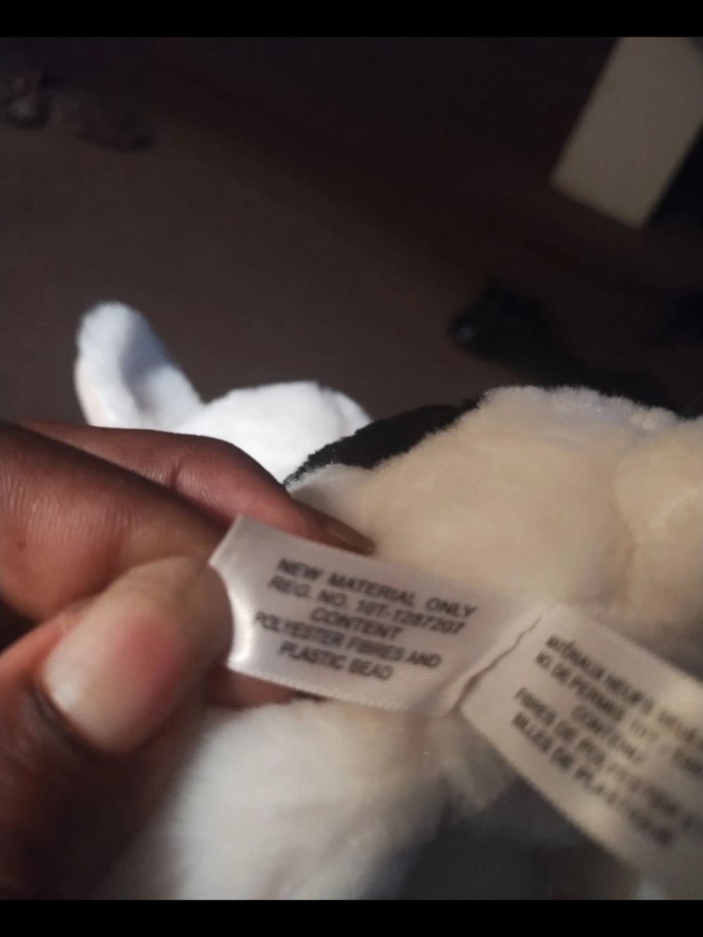 Ty White & Black Plush Dog Toy with Beige Snout - Picture 4 of 7